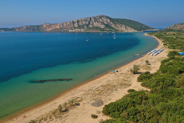 aerial photo of divari beach in messenia