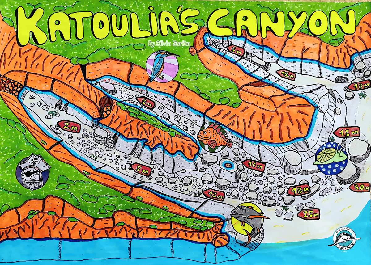 Katoulias Canyoun Dive Site Map Proti Island